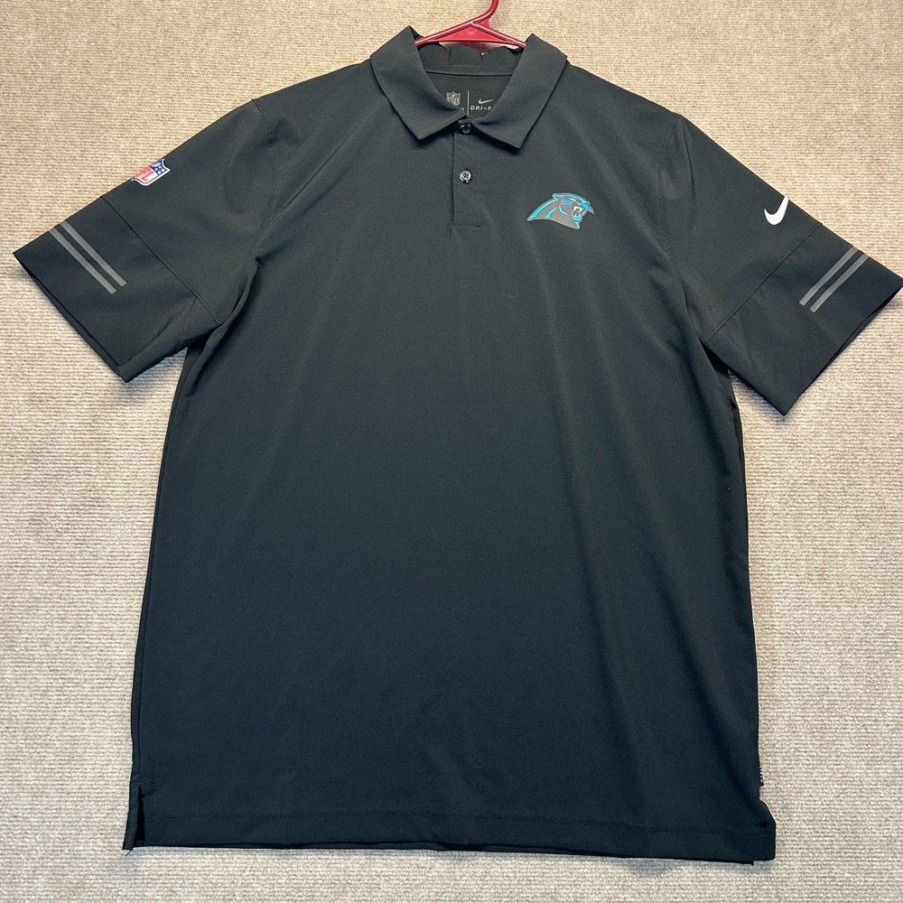 Carolina Panthers Nike On Field Polo Shirt Mens Medium Black Performance Dri-Fit